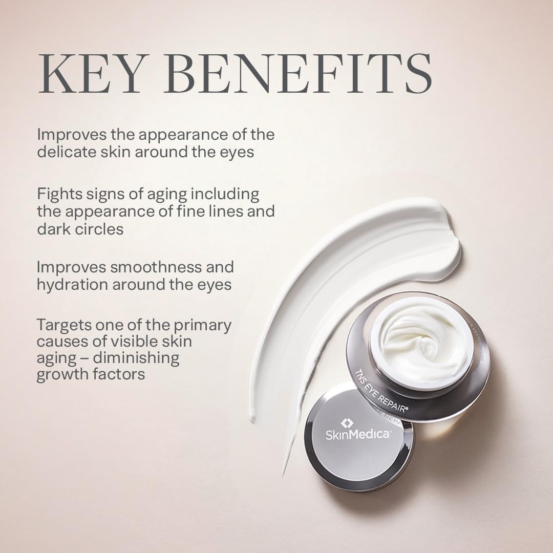 Advanced Age-Defying Formula - SkinMedica TNS Eye Repair Cream helps reduce the appearance of fine lines, wrinkles, and dark circles with a powerful blend of peptides, vitamins, and antioxidants.