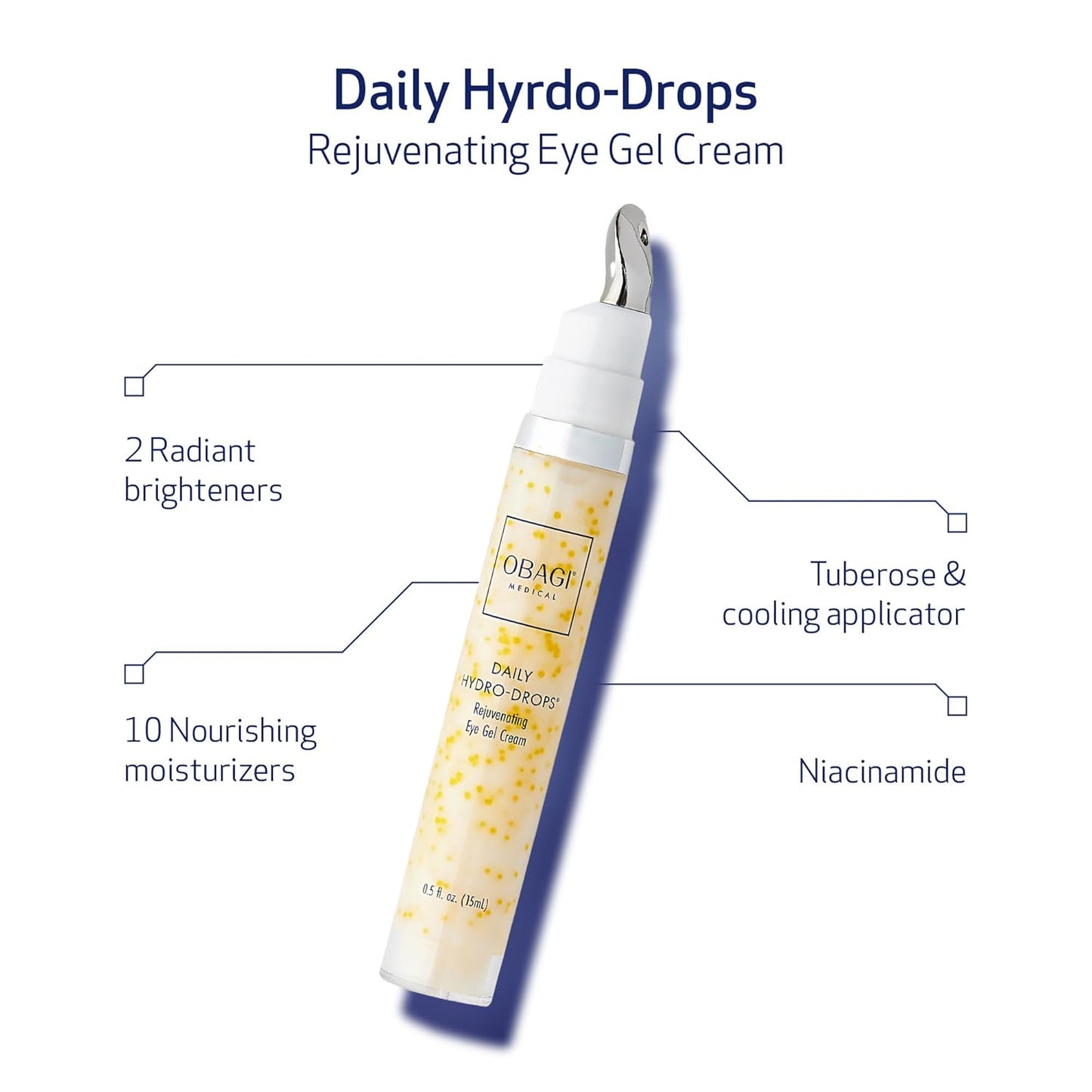 Obagi Daily Hydro-Drops Rejuvenating Eye Gel Cream – Reduces the Appearance of Dark Circles & Instantly Brightens, Smooths, & Depuffs Eyes – 0.5 oz