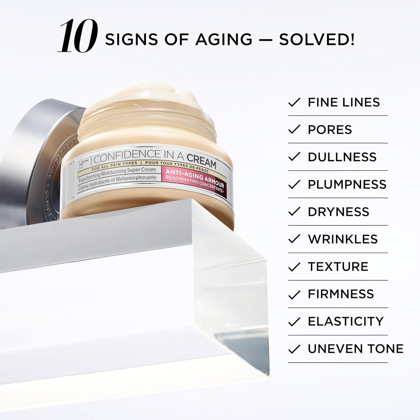 IT Cosmetics Confidence in a Cream - Hydrating & Anti Aging Face Moisturizer, Visibly Reduces Fine Lines, Wrinkles & Signs of Aging, Repairs Skin Barrier, With Squalane & Ceramides, For All Skin Types
