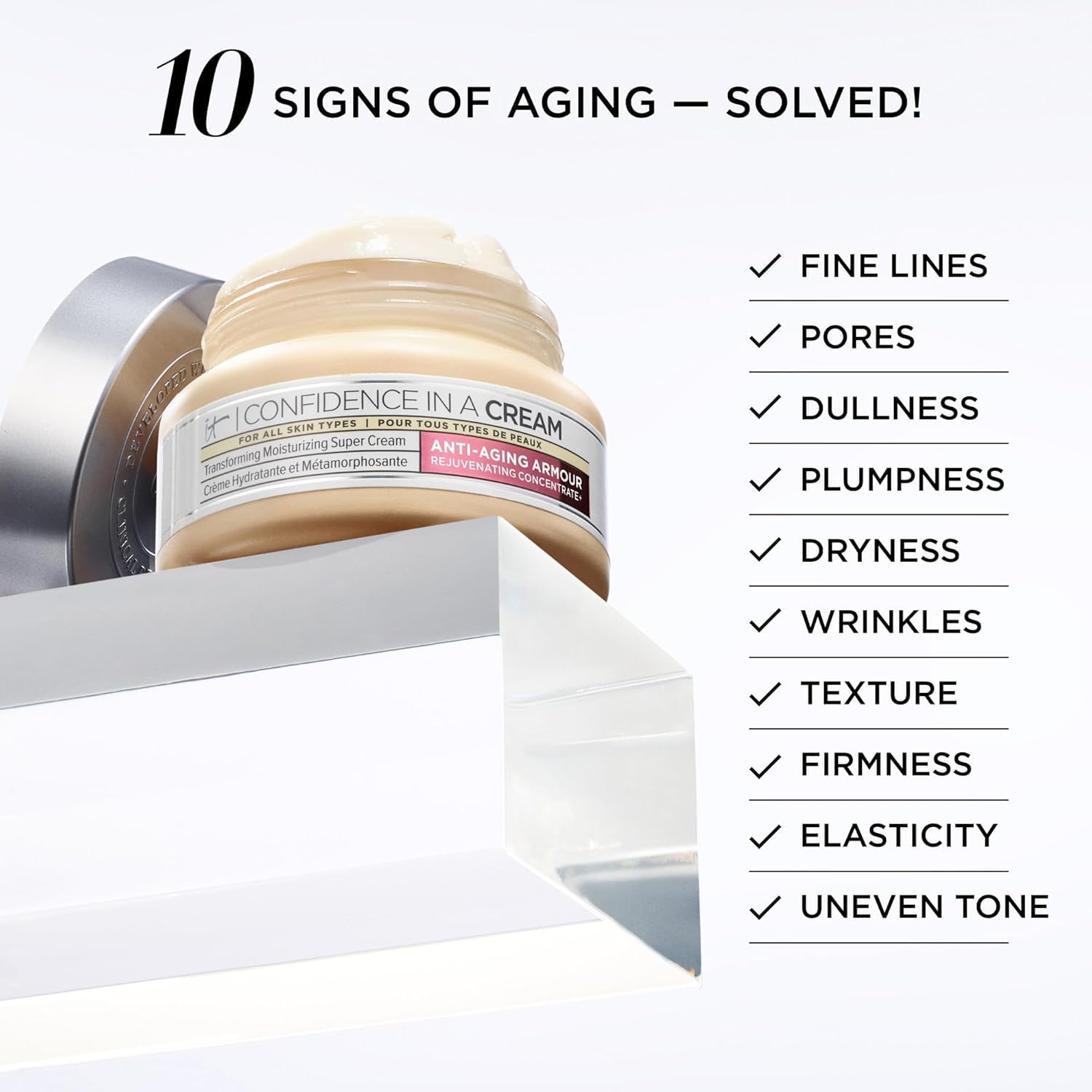 IT Cosmetics Confidence in a Cream - Hydrating & Anti Aging Face Moisturizer, Visibly Reduces Fine Lines, Wrinkles & Signs of Aging, Repairs Skin Barrier, With Squalane & Ceramides, For All Skin Types