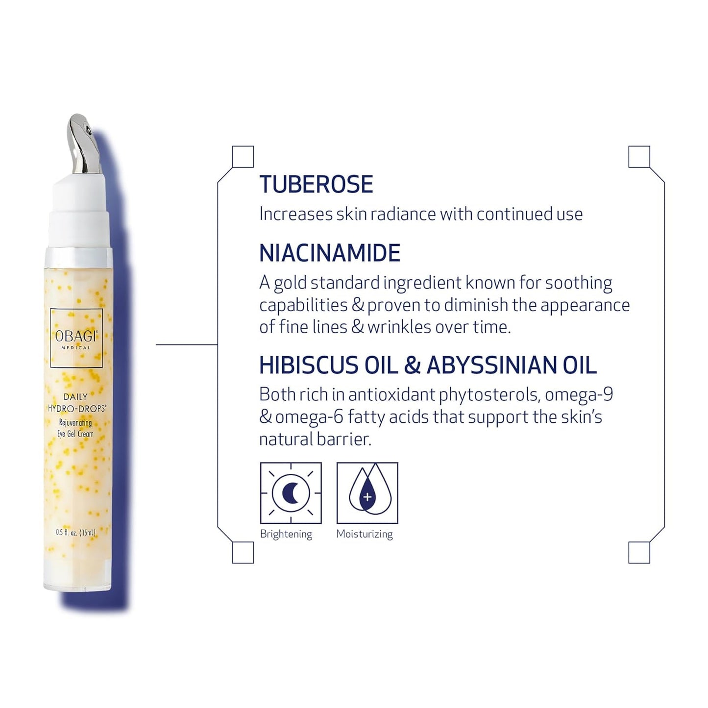 Obagi Daily Hydro-Drops Rejuvenating Eye Gel Cream – Reduces the Appearance of Dark Circles & Instantly Brightens, Smooths, & Depuffs Eyes – 0.5 oz