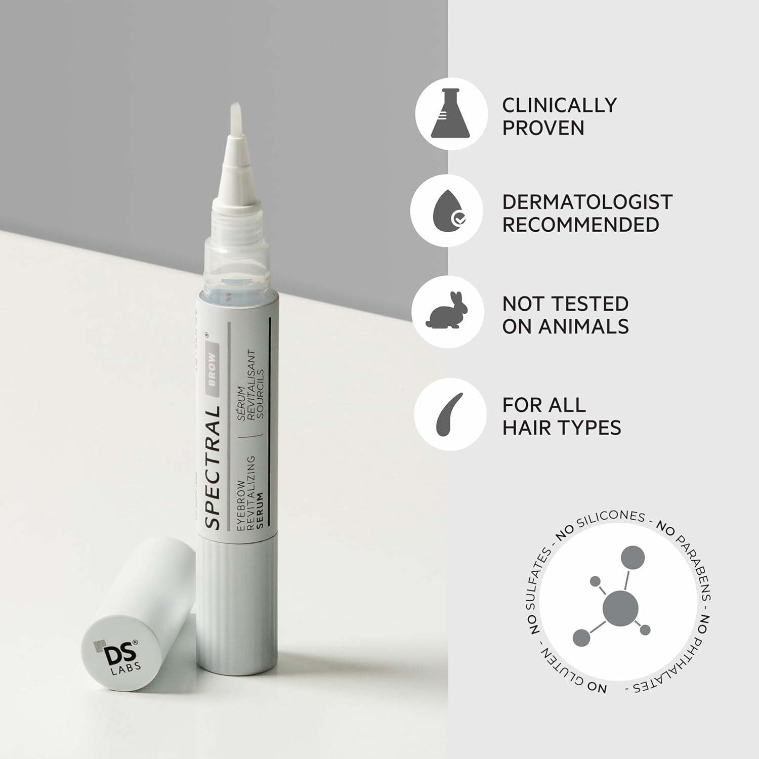 DS Labs Spectral.BROW Advanced Eyebrow Enhancing Serum - Fuller, Thicker-Looking Brows, with Nanoxidil, Retinol & Hyaluronic Acid, Paraben-Free, Sulfate-Free, Cruelty-Free, with Nanosome Technology