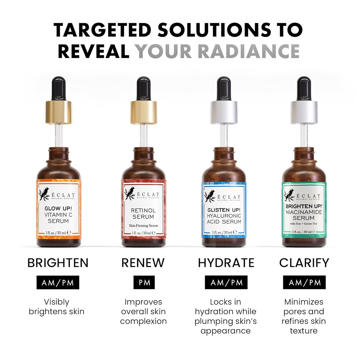 Eclat Skincare Vitamin C Face Serum - Skin Care for Dark Spots, Vitamin C Serum with Hyaluronic Acid, Ferulic Acid, & Vit E - Anti Aging and Skin Brightening, Pure Vit C Facial Care - 30 ml