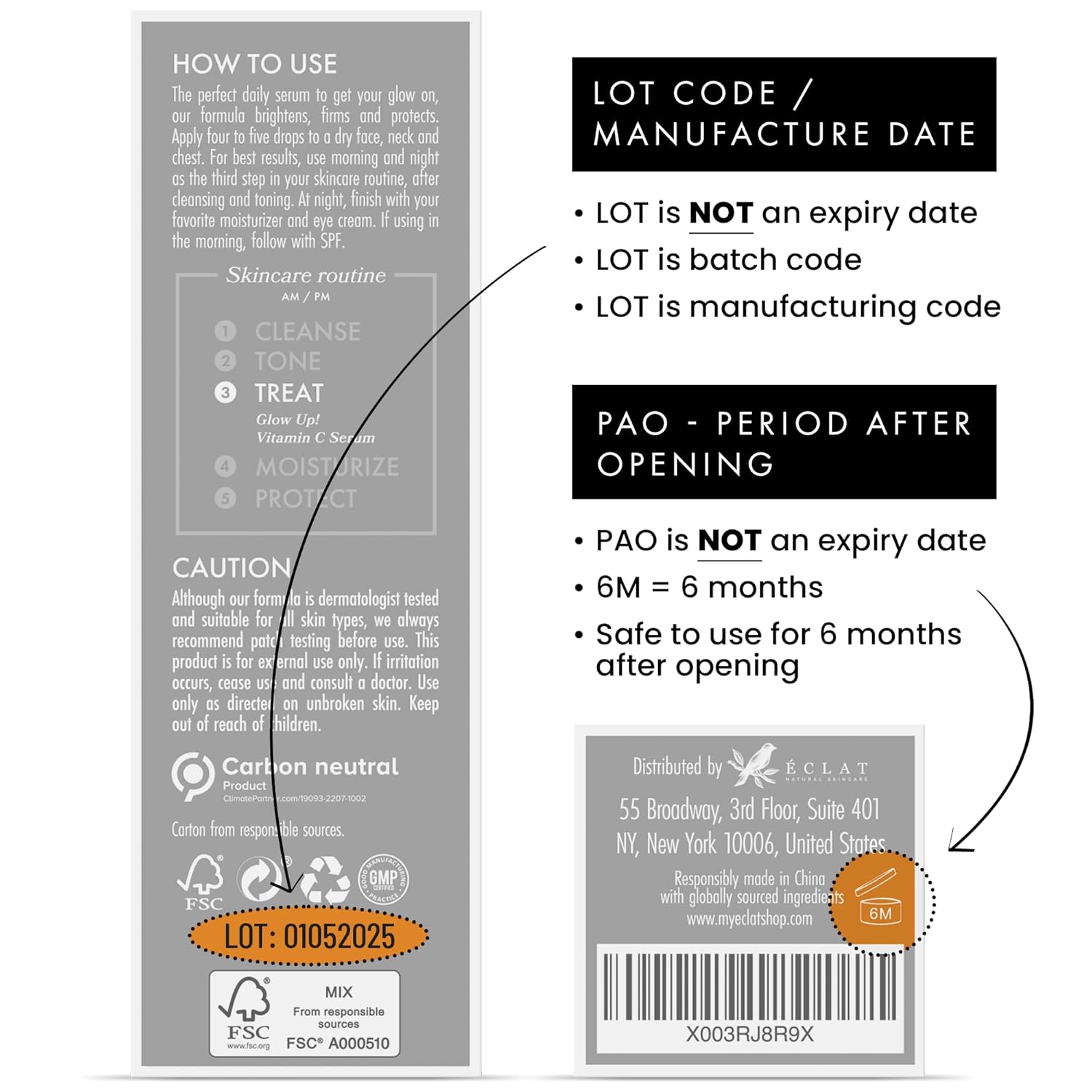 Eclat Skincare Vitamin C Face Serum - Skin Care for Dark Spots, Vitamin C Serum with Hyaluronic Acid, Ferulic Acid, & Vit E - Anti Aging and Skin Brightening, Pure Vit C Facial Care - 30 ml