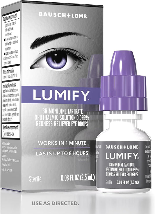 LUMIFY Redness Reliever Eye Drops, for Whiter & Brighter Looking Eyes, 0.08 Fl Oz (2.5 mL)