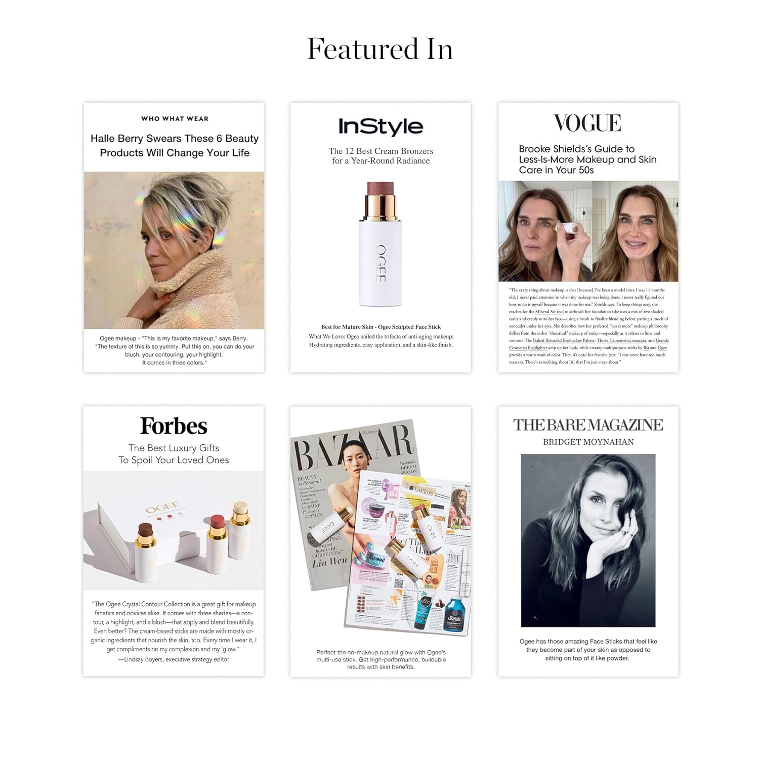 Ogee Face Stick Trio - Golden Contour Stick Makeup Collection - Certified Organic Bronzer, Blush Stick, and Highlighter Stick for a Flawless Look